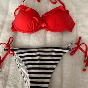 H&M Red white and blue string bikini. 34A size 2